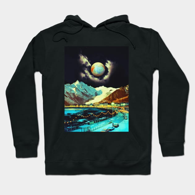 Full Moon Night - Space Collage, Retro Futurism, Sci-Fi Hoodie by jessgaspar